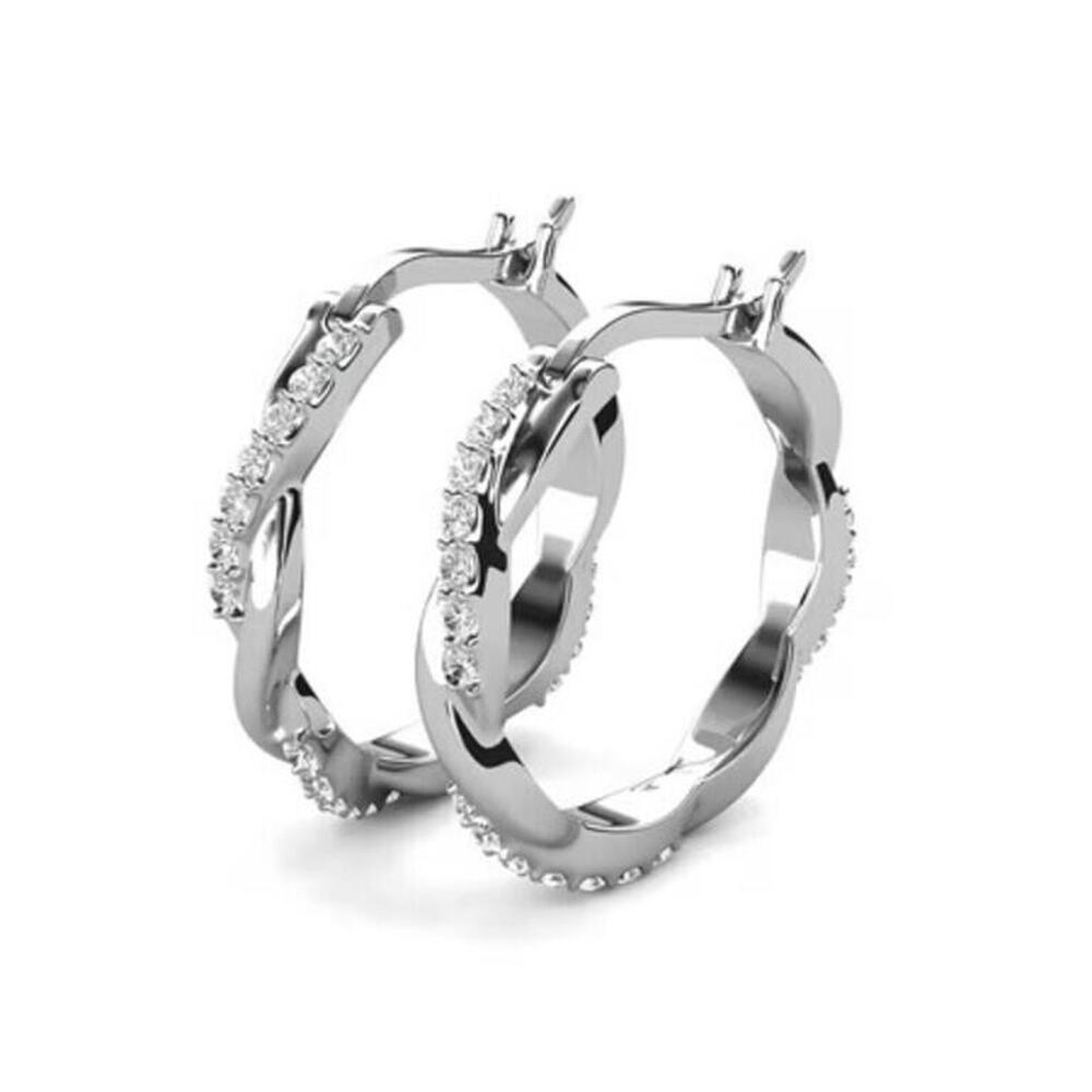 Cate & Chloe Lauren 18k White Gold Plated 22mm Hoop Earrings Swarovski Crystals